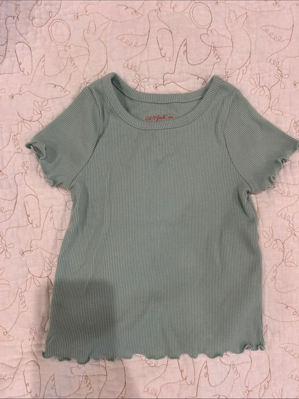 Cat & Jack Sage Green Ribbed Daisy Pajama Set